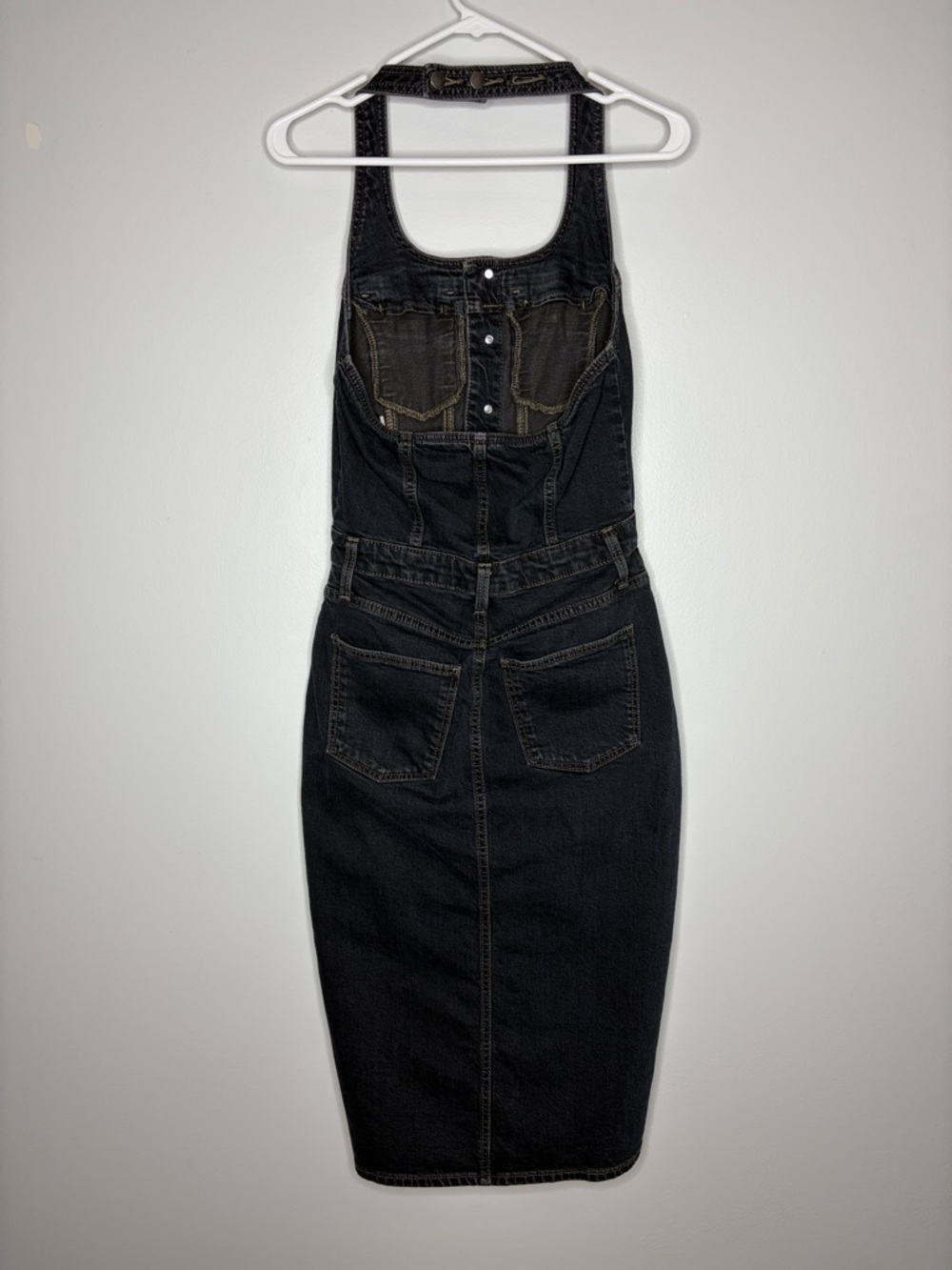 Universal Thread Black Denim Halter Midi Dress - Picture 6 of 9